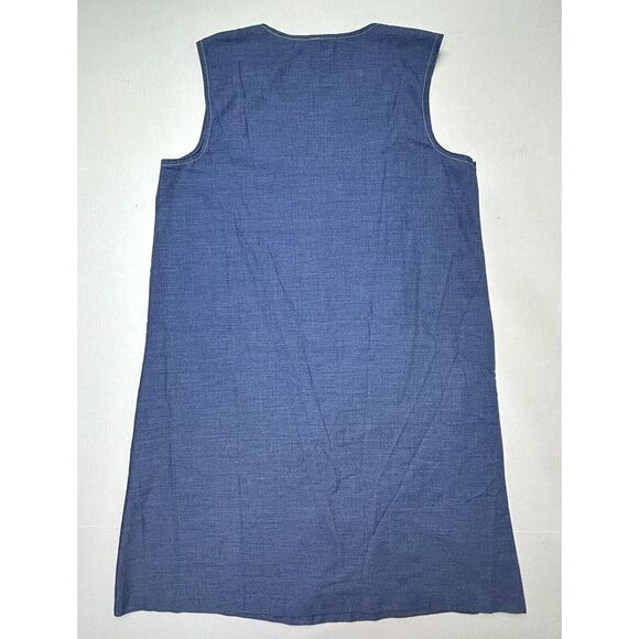 Vtg 60s Lisa Smock Lisanne Chambray Embroidered Dress Medium Corn Farm Midwest - Picture 7 of 8